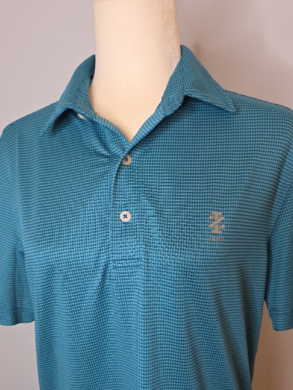 Izod Blue Micro-Check Performance Polo - Picture 6 of 7